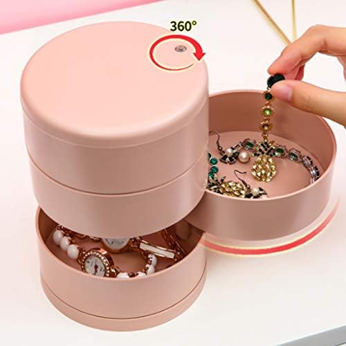Kutija za nakit ružičasta rotirajuća kutija za odlaganje nakita četvoroslojna, pribor za kosu za ruke za ruke za ruke