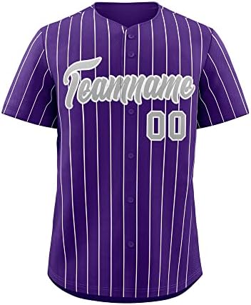 Prilagođeni bejzbol dres hip hop pruge gumb dolje majice Personalizirano šiveno ime i broj za odrasle / mlade
