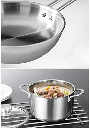 MMLLZEL set posuđa od nehrđajućeg čelika kućanski tiganj za supu Set za parobrod tiganj stakleni poklopac kuhinjski pribor
