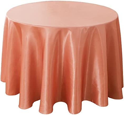 ZSJFMF satenski okrugli stolnjak od 120 inča, satenski stolnjak prekrivač svijetle svilene tkanine za presvlaku za vjenčanje banket zabave za rođendan Baby Shower stolnjaci-stolnjak od ružičastog zlata