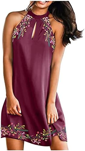 Ljetne haljine za žene 2023 Casual Boho cvjetni vrat sa Halterom izdubljena Mini haljina na plaži