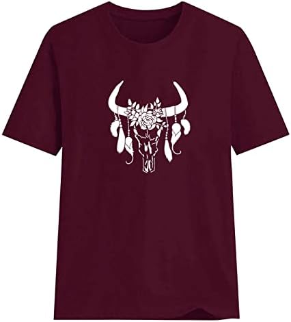 Majica Wild Soul Women Crewneck kratki rukav Tors Boho krava košulja za lubanje Western Cowgirls