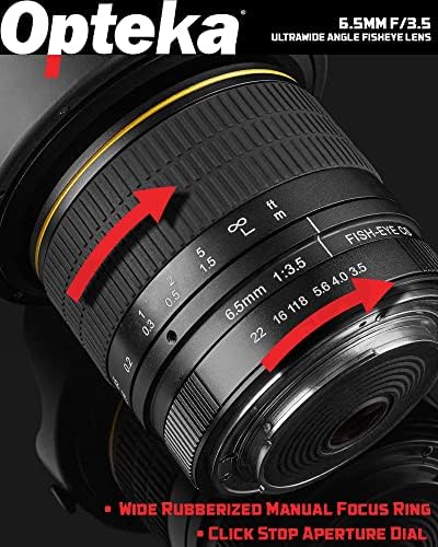 Opteka 6.5 mm f/3.5 Ultra širokougaoni Asferični ručni fokus Fisheye objektiv za Nikon F-Mount D7500, D7200, D7100, D7000, D5600, D5500, D5300, D5200, D5100, D3500, D3400, D3300, D3200, D3100 i D500
