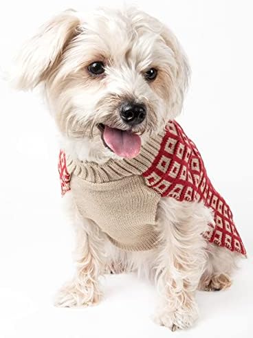 PET Life ® Butterscotch box tkani PET džemper - dizajnerski džemper za pseći kabel sa kornjačama - zimska pseća odjeća dizajnirana za toplo