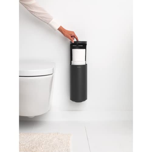 BRABANTAI Mindsett WC dispenzer za toalet protiv hrđe, diskreet držač tkiva za kupatilo, 2 rezervna rola, uredna skladišta na zidu