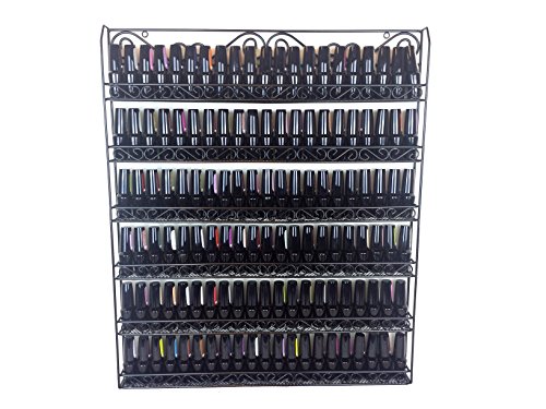 Pana Professional zidni Crni metalni okvir za nokte za nokte Organizator stalka-drži do 100 bočica-savršeno