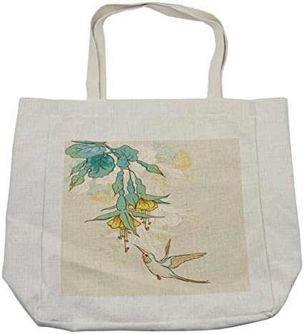 Ambesonne Hummingbird torba za kupovinu, Kolibri i tropsko cvijeće ljeto egzotična biljna priroda, ekološka