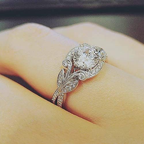 Okrugli prsten Vintage Blue Diamond Ring Diamond Ring Gemstone prsten Poklon prsten Veliki oblik Big Saphire Ring RingDiamond Rings Women Prstenje veličine 7