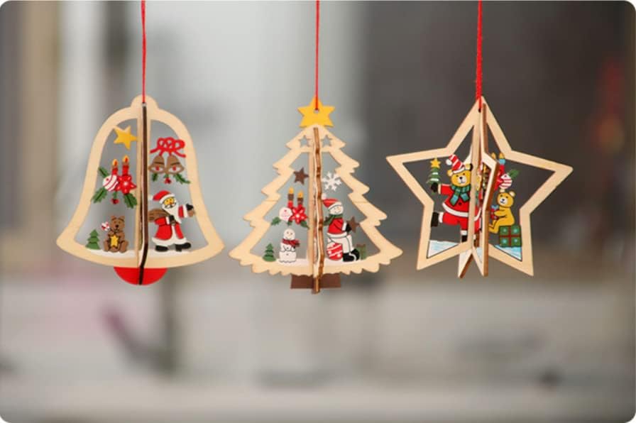 4kom 3d pahuljica zvona, Santa Claus privjesak, Božić ukras zalihe božićno drvo privjesak aranžman