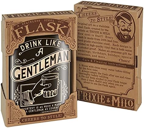 Pijte kao džentlmen 8 Oz tikvica od nerđajućeg čelika za alkohol-dolazi u poklon kutiji - nepropusni