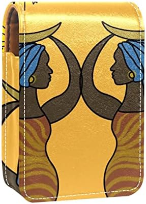ORYUEKAN Mini torba za šminkanje sa ogledalom, torbica za kvačilo od umjetne kože, lijepa Afrička žena apstraktna umjetnost