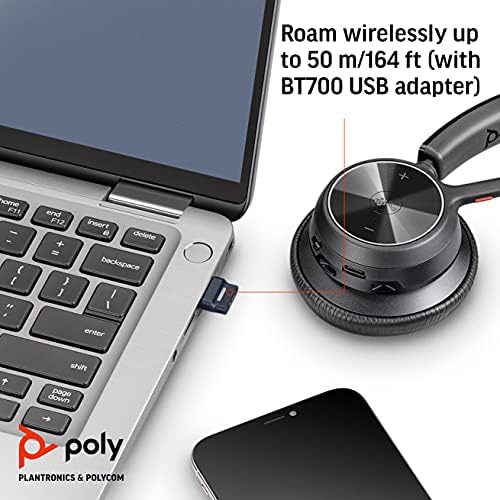 Poly-Voyager 4310 UC bežične slušalice + stalak za punjenje-slušalice sa jednim uhom - Povežite se na PC / Mac putem USB-C Bluetooth adaptera, mobilni telefon putem Bluetooth-a-radi sa timovima , Zoom& više