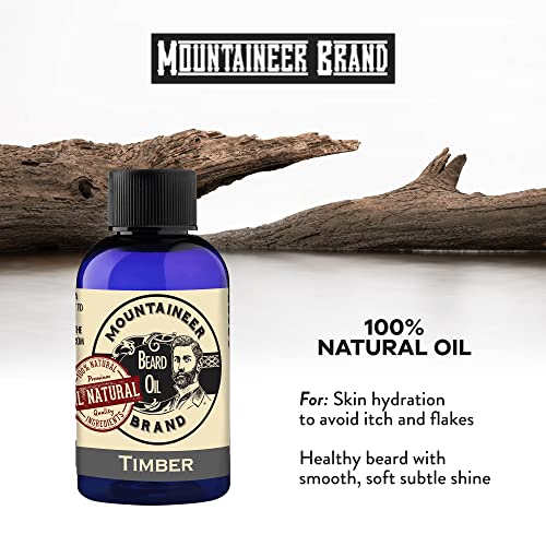 Mountaineer brend ulje za bradu / prirodno ulje za bradu za muškarce uslovi omekšava hidrate kosa umiruje suhu kožu koja svrbi / rast ulja za bradu za muškarce / dotjerivanje tretmana za održavanje brade / WV Timber 2oz