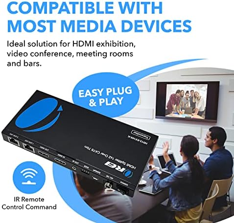 Orei 1x2 HDMI preko Ethernet Extender razdjelnika preko CAT6 / 7 Ethernet kabela do 165 ft - 1 u 2 out, 1080p, POC, IR kontrolu, Edid, HDMI petlje