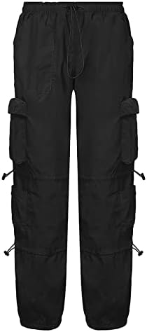Chgbmok teretni pantalone za žene Baggy low struk planinarske hlače 8 džepova širine lutke za noge Y2K Streetwear padobranci padobrana