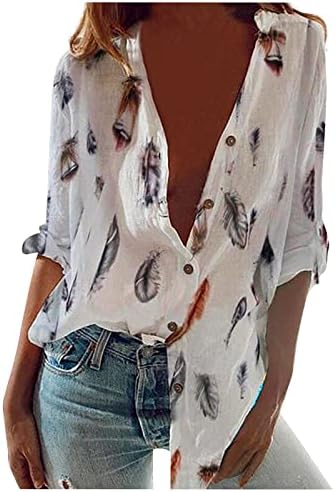 Overmal ženski print s dugim rukavima s jednim bluzom za bluzu za oblikovanje od strane