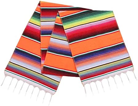 Sajoo Mexican trkač 1pcs Rainbow Color Color Cotton Tassels 14 × 84inch za Cinco de Mayo Party Decocrations