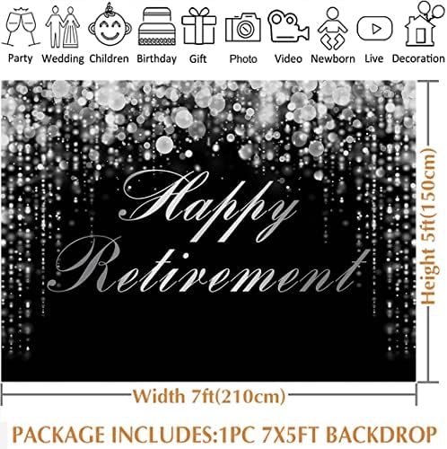 Avezano Happy Retirement Backdrop Black And Silver Retirement Background the Aged Pensioned Banner