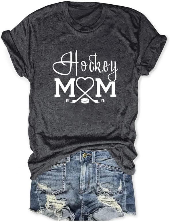 Majica hokeja mama za žene slatko srce grafički kratki rukav ljetni kratki časopis Ležerne prilike labave
