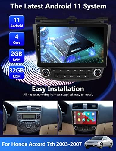 2G + 32G Android 11 Car Stereo za Honda Accord 7. 2003-2007 sa bežičnim Carplay Android Auto, 10.1 Automatski autorizarijski autorizam, GPS navigacija, hi-fi zvuk, SWC, WiFi, FM / RDS, sa sigurnosnim kopijama