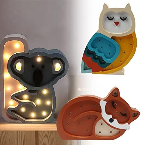 Jwinkumy dekorativno LED noćno svjetlo za djecu dečiji rasadnik dekor slatka lisica drvena stolna lampa