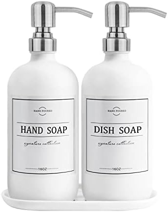 Stakleni sapun sa pumpom i ladicom - ručne posude za ručno suđe za ručno sapun, sapun za suđe, losion - Vintage sapun za dispenzer kupatilo i sudoper