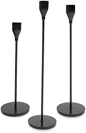 Ponuđačzon Crni držači svijećnjaka 3kom-metalni visoki svijećnjaci u 3 visine za ¾ inča konusne svijeće - otpornost