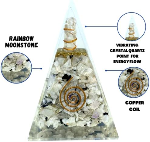 Duhovni elementi Nubian Rainbow Moonstone orgone piramida za izlječenje od ograničavanja negativnog