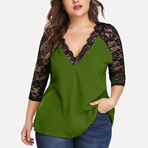 Odjeća trendi duge rukave čipkasta predimenzionirana mreža termo debela Brunch bluza Tee za žene