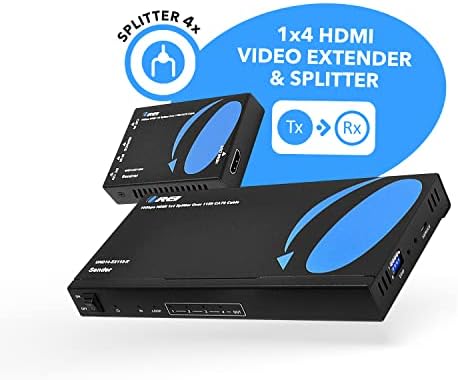Orei 1x4 HDMI Extender Splitter 4K, višestrukim jednim kablom CAT6 / 7 4k @ 60Hz 4: 4: 4 HDCP 2.2 sa IR daljinskim upravljanjem Edid-om - do 115 Ft - Loop - Loop