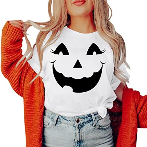 Modna bluza za žene Casual Halloween Printing Shirts okrugli vrat kratki rukav Tee Tops tunika dugi