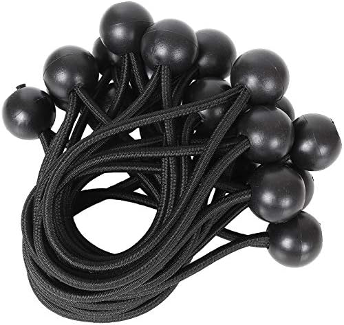 50 paketa kugla bungee kablovi 6 inčni bungee kabela sa kuglicama crne kravate kuglice od 5 mm debeli kuglica bungee sa elastičnim nizom za nadstrešnice, terpe, kaiševe, šator, stubove, žice