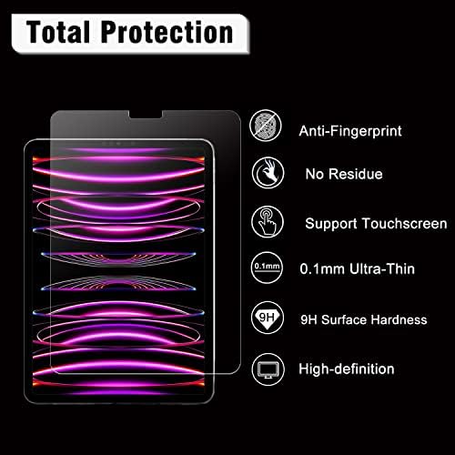 Keanboll kaljeno staklo Zaštita ekrana za iPad Pro 12,9 inča M2 čip / iPad Pro 12,9 inča 2022-2018 Model [bez talasa] [bez mjehurića] [Anti Fingerprint] [Anti Scratch] [0,15 mm]