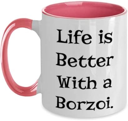Zabavni Borzoi Dog pokloni, život je bolji sa Borzoi, Borzoi Dog Two Tone 11oz Šolja od prijatelja,