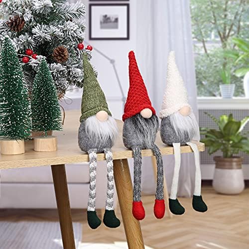 Adeeing Gnome Božićne ukrase, 17in ručno rađeni gnome plišani crvena zelena bijela švedska Tomte ELF lutka s