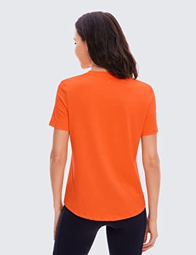 CRZ Yoga Womens Pima Pamuk kratkih rukava V izrez T-majice Ležerne vježbe Na vrhu Teretna odjeća