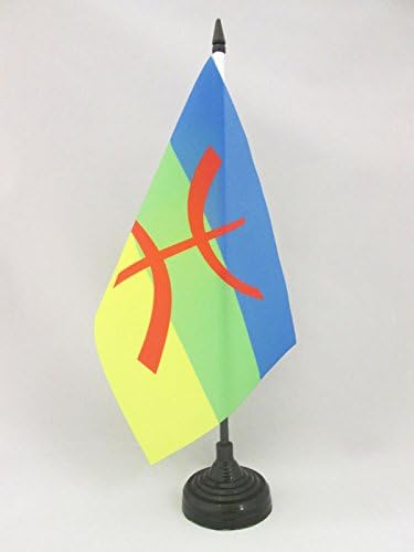 AZ zastava kabylie zastava tablice 5 '' x 8 '' - Berber Kabylia zastava kablia 21 x 14 cm - crna plastična stick i baza