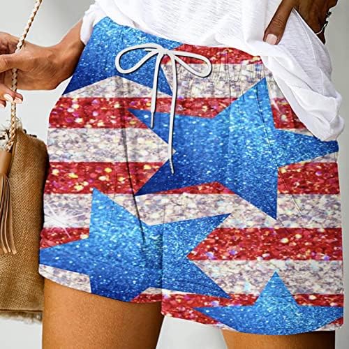 LMDUDAN 2023 ljetne kratke hlače za žene Dan nezavisnosti Pluta na plaži Kratke hlače Američka zastava Pokretači šorc