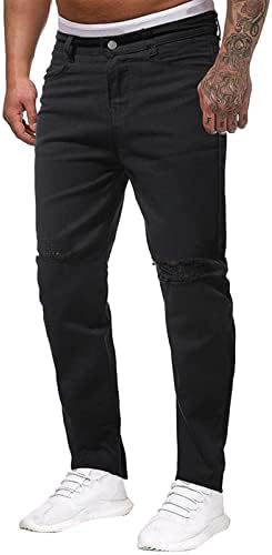 Miashui s za muškarce Muške modne Ležerne prilike ravne rupe Zipper traper duge hlače pantalone hlače
