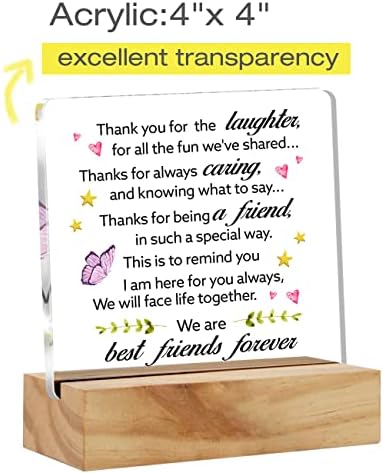 Inspirativno prijateljstvo Poklon Prijatelji Hvala vam na dekoru smijeha Najbolji prijatelji Forever akrilni stol ploča Sadrv sa drvenim štandom Početna Office Receake