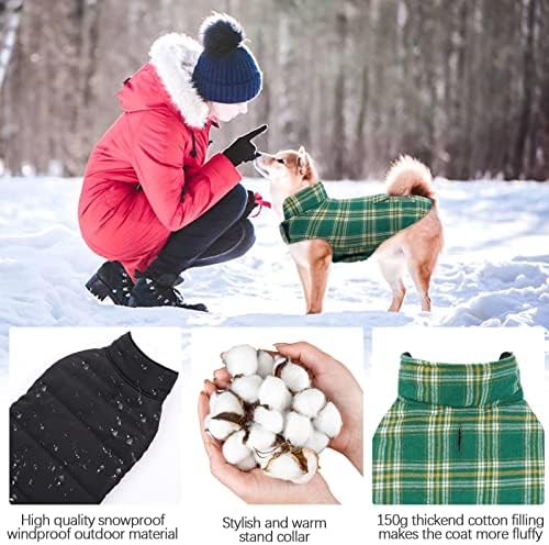 Kuoser pas zimski kaput, ugodan reverzibilni britanski stil PLAINI PISNI Zimskog kaputa, vodootporan Wortfrooff Warm Backel za pse za hladno vrijeme za male srednje velike pse