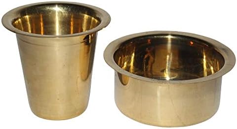 Zlatne kapi mesing Kumbakonam Dabara Set elegantan mesing Kaapi Davra Vati Set 120 ml stakleni kapacitet pakovanje od 4