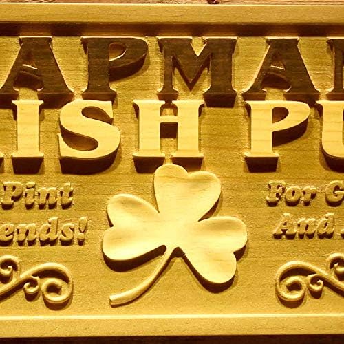 ADVPRO wpa0125 naziv personalizirani irski Pub Shamrock Wood gravirani drveni znak-veliki 26.75x 10.75