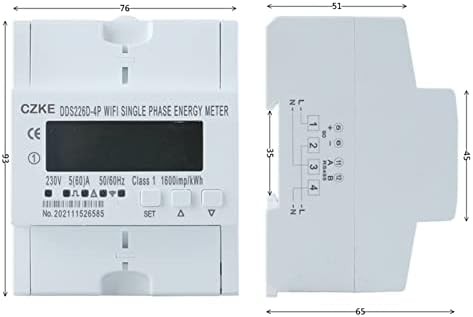 Onecm jednofazna 220V 50 / 60Hz 65a DIN Rail WiFi TIMER TIMER SMART ENERGY TIMER MONITOR KWH METER Wattmetar