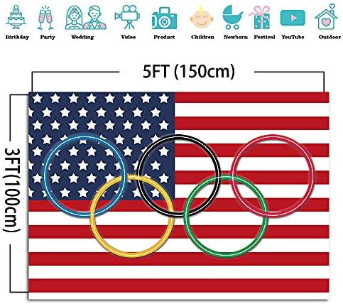 Olimpijska Sportska fotografija pozadine Olimpijski prstenovi Međunarodna pozadina fotografije zemlje američke zastave za veliko otvaranje vrta sportski klubovi Party događaji Decor Banner 5x3ft rekviziti za snimanje vinila
