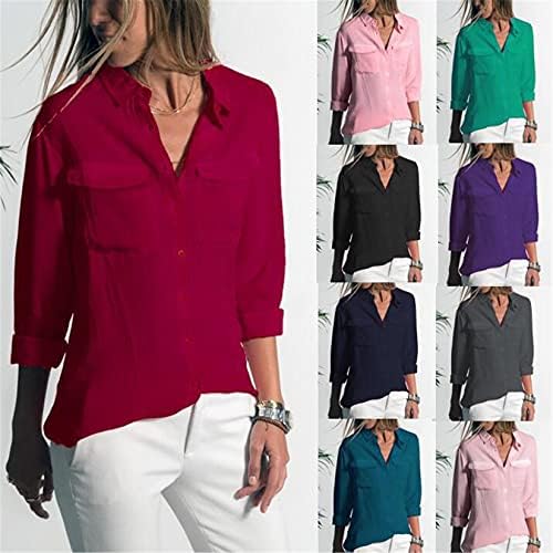 ANDongnywell pune boje casual rever dugih rukava džepna košulja Ženska habanje ljetni višebojni vrhovi