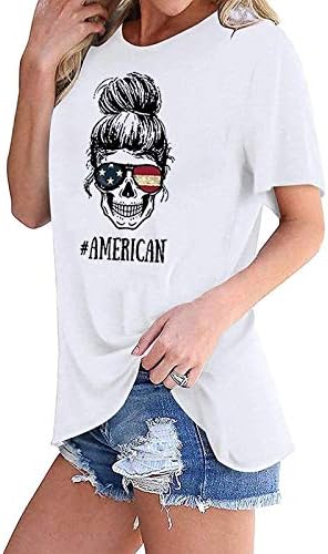 Kaniem Četvrti srpnja Košulje za žene Američka zastava Dan suncokreta USA Patriotsko kratki