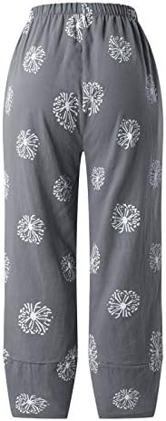 Ženske posteljine hlače Ležerne prilike elastične ljetne hlače s visokim strukom Relax Fit Comfy Palazzo