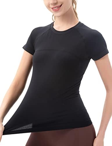 Mathcat Workout majice za žene, vrhovi vježbanja za žene kratki rukav, bešavne joge atletske majice, prozračne majice u teretani