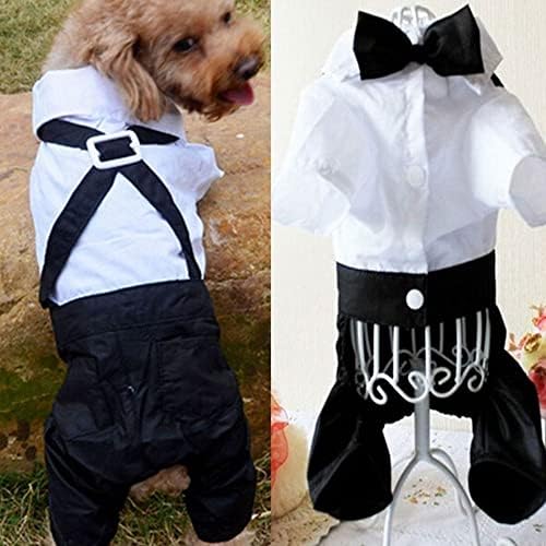Faindy syce odjeća Formalno crno-bijelo kućni ljubimac Kostim Slatko gospodin Bowtie Pas košulja odijelo vjenčanica za male pse mačke